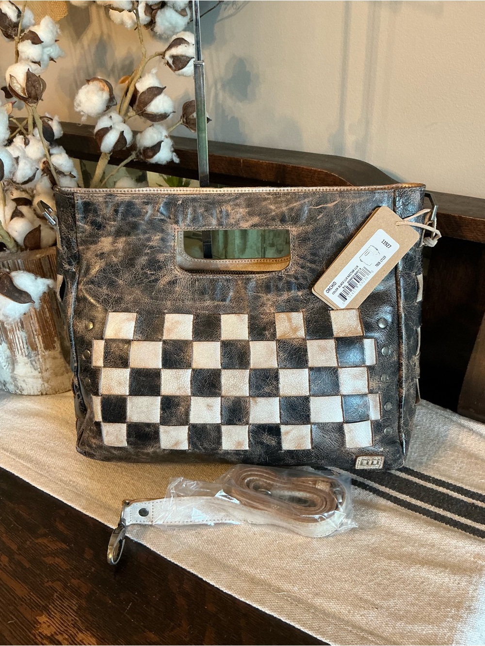NWT Bed Stu Orchid Satchel Handbag Crossbody Bag Black Lux Nectar Lux MSRP $280 - Picture 3 of 15